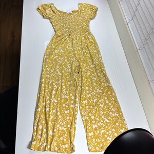 OLD NAVY Girls Yellow Floral Wide-Leg Jumpsuit